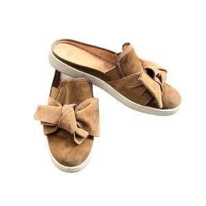 UGG Luci Bow Sneaker Mule Slide Clog  Sz 9.5 Brown Suede Leather Comfy Shoes